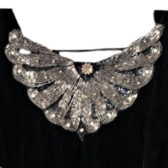 Vintage velvet lace up back beaded sequin dress - Picture 11 of 16